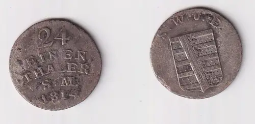 1/24 Taler Silber Münze Sachsen Weimar Eisenach 1814 ss (129896)