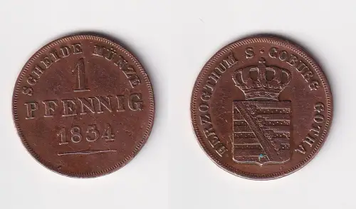 1 Pfennige Kupfer Münze Sachsen Coburg Gotha 1834 ss+ (121367)