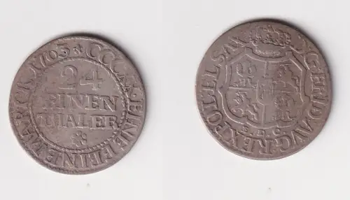 1/24 Taler Silber Münze Sachsen 1763 EDC s/ss (110344)
