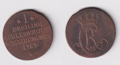 1 Dreiling Kupfer Münze Schleswig Holstein 1787 ss (117178)