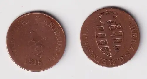 1/4 Kreuzer Bronze Münze Sachsen-Meiningen 1818 f.ss (118216)