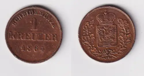 1 Kreuzer Kupfer Münze Schwarzburg Rudolstadt 1864 ss (113946)