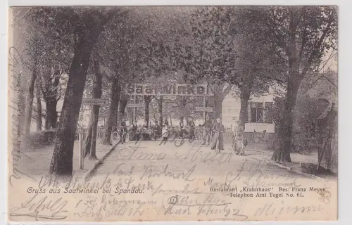 99347 Ak Gruß aus Saatwinkel bei Spandau Restaurant "Krahnhaus" 1906