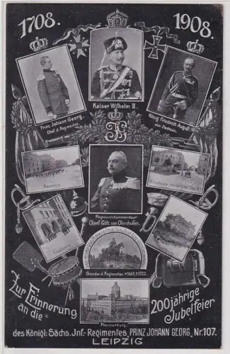 56281 Ak Leipzig 200jähriges Jubiläum des K.S. Inf.-Regt.Nr.107