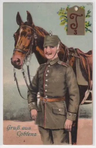 89062 Präge Ak Mein Regiment Gruß aus Coblenz Telegraphen Bataillon Nr.3