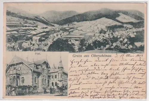 37368 Mehrbild Ak Gruß aus Oberschönau in Thüringen Totalansicht und Post 1907