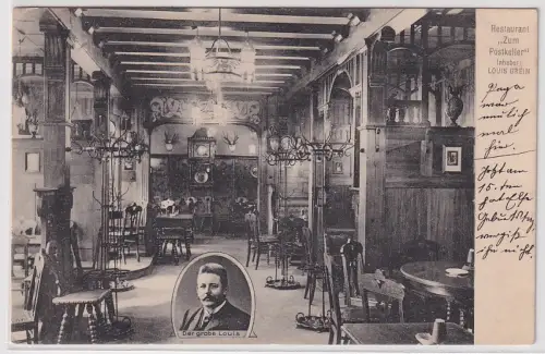 907454 Ak Mühlhausen Restaurant "Zum Postkeller" 1909
