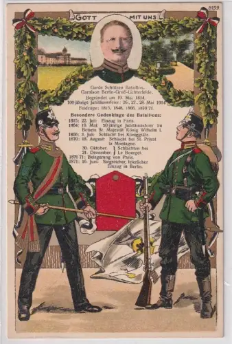 96601 Ak Garnison Berlin Groß-Lichterfelde Garde Schützen Bataillon um 1915