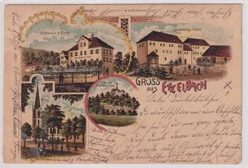 77299 Ak Lithographie Gruß aus Etzelsbach Gasthaus zur Eiche usw. 1900
