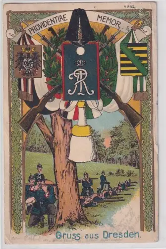 86959 Regiments Ak Gruß aus  Dresden 1. K.S. Leib-Grenadier-Regiment Nr.100