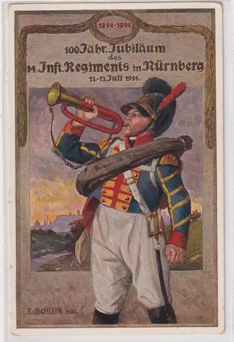 93936 Ak 100jähriges Jubiläum des 14.Inf.Regiments in Nürnberg 1914
