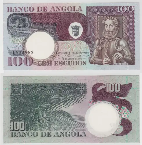 100 Escudos Banknote Angola 1973 kassenfrisch UNC (152225)