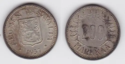 200 Markkaa Silbermünze Finnland 1957 (110763)