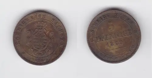 5 Pfennige Kupfer Münze Sachsen 1869 B (124152)
