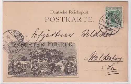 63716 Postkarte mit Zudruck Erfurter Führer im Gartenbau 1903