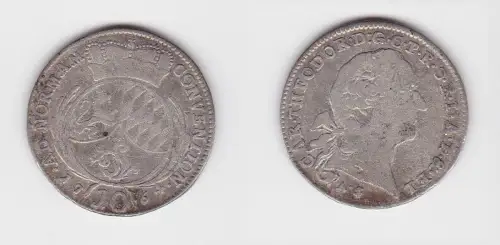 10 Kreuzer Silber Münze Pfalz Kurlinie 1764 A.S. (130255)