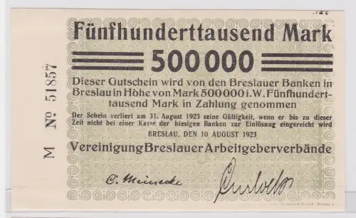 500000 Mark Banknote Vereinigung Breslauer Arbeitgeberverbände 1923 (122463)