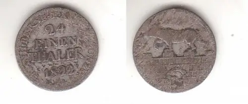 1/24 Taler Silber Münze Anhalt Bernburg 1822 HS (116075)