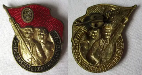 seltenes DDR Blech Abzeichen SED Delegierten Konferenz Leipzig 1958 (112296)