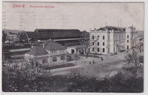 91688 Ak Gera-R. - Preussischer Bahnhof 1925