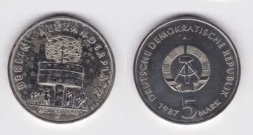 DDR Gedenk Münze 5 Mark 750 Jahre Berlin Alexanderplatz 1987 (123156)