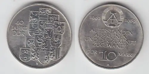 DDR Gedenk Münze 10 Mark 40.Jahrestag der DDR 1989 (117804)