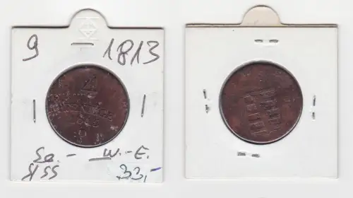 4 Pfennige Kupfer Münze Sachsen Weimar Eisenach 1813 (142007)