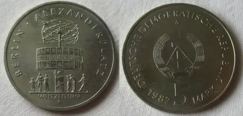 DDR Gedenk Münze 5 Mark 750 Jahre Berlin Alexanderplatz 1987 Stgl. (125573)