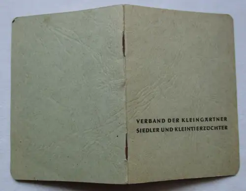 DDR Mitgliedsbuch Verband der Kleingärtner Siedler und Kleintierzüchter (122326)