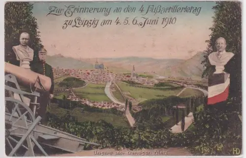 02060 Ak Zur Erinnerung an den Fußartillerietag zu Leipzig 4.-6.Juni 1910
