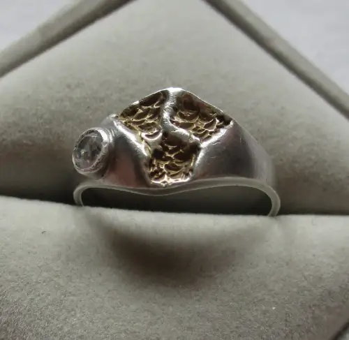 eleganter 925er Sterling Silber Ring mit farblosem Schmuckstein (112340)