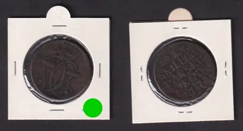 1 Skilling Kupfer Münze Dänemark 1771 K.M. ss (169627)