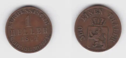 1 Heller Kupfer Münze Hessen-Kassel 1864 (142878)