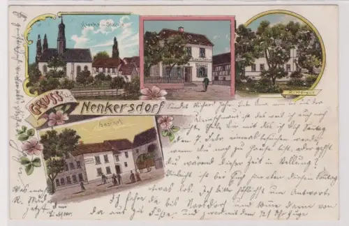 43535 Ak Lithographie Gruß aus Nenkersdorf Gasthof usw. 1904