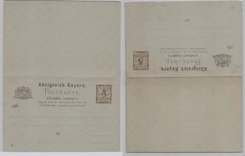 50754 GS Postkarte mit Antwort P39 Bayern 3 Pfennig um 1895