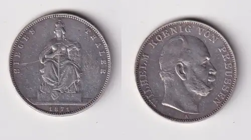 schöne Silber Münze 1 Siegestaler Preussen 1871 ss+ (142173)