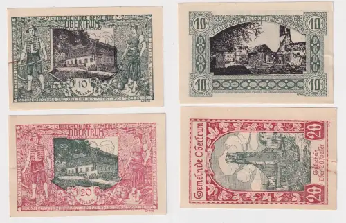 10 und 20 Heller Banknoten Notgeld Gemeinde Obertrum 1920 (168828)