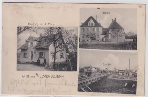 26785 Mehrbild Ak Gruß aus Meckenbeuren Handlung, Bahnhof, Schule 1910