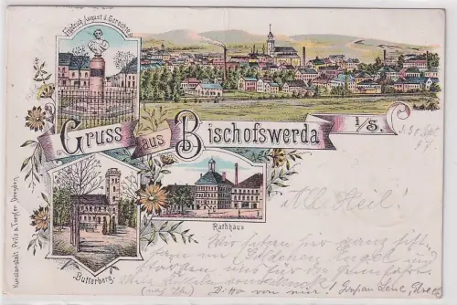 34322 Ak Lithographie Gruß aus Bischofswerda in Sachsen 1897