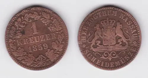 1 Kreuzer Kupfer Münze Baden 1859 (161309)