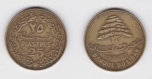 25 Piaster Messing Münze Libanon 1969 f.vz (156846)