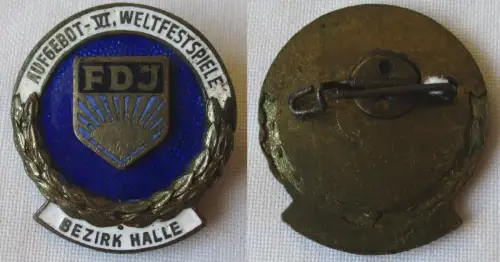 DDR FDJ Abzeichen Aufgebot VI. Weltfestspiele Bezirk Halle (162368)