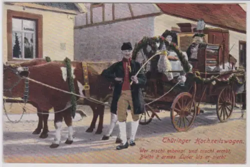 73664 Ak Thüringer Hochzeitswagen Serie Thüringer Volkstrachten um 1910