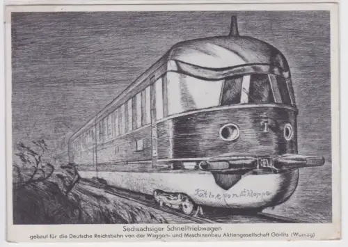 93201 Künstler Ak sechsachsiger Schnelltriebwagen Deutsche Reichsbahn (Wumag)