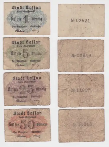 1 bis 50 Pfennig Banknote Notgeld Stadt Lassan (156410)