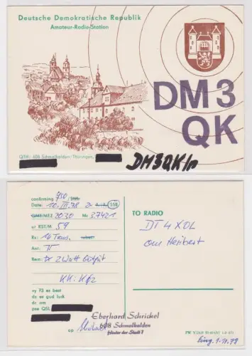 39858 QSL Karte Amateur Funker DDR Schmalkalden Thüringen 1978
