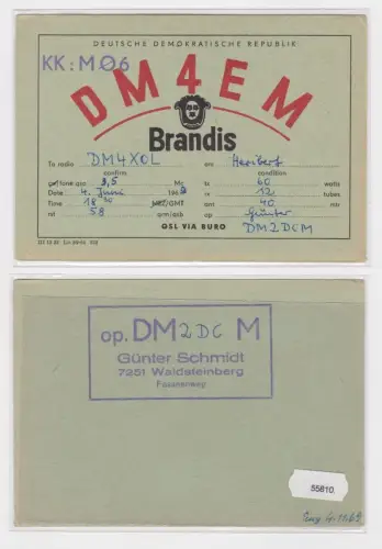 55810 QSL Karte Amateur Funker DDR Brandis mit Ortswappen 1969