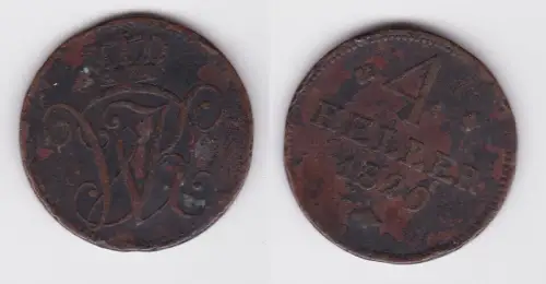 4 Heller Kupfer Münze Hessen-Kassel 1820 s/ss (162327)