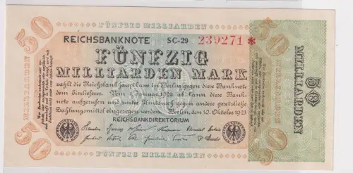 50 Milliarden Mark Banknote Inflation 10.10.1923 Rosenberg Nr.117 d (134647)