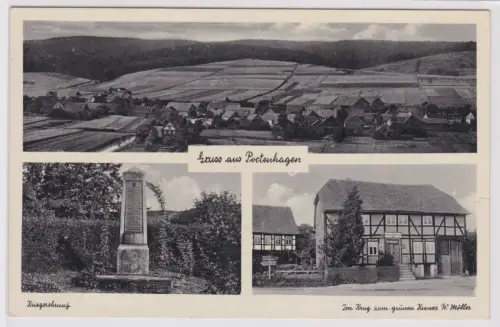 903068 Mehrbild  Ak Gruß aus Portenhagen Kriegerdenkmal, Krug zum grünen Kranze